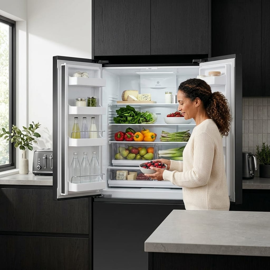 2 RF540ANUB6 Black Steel French Style Fridge Freezer Ice Water