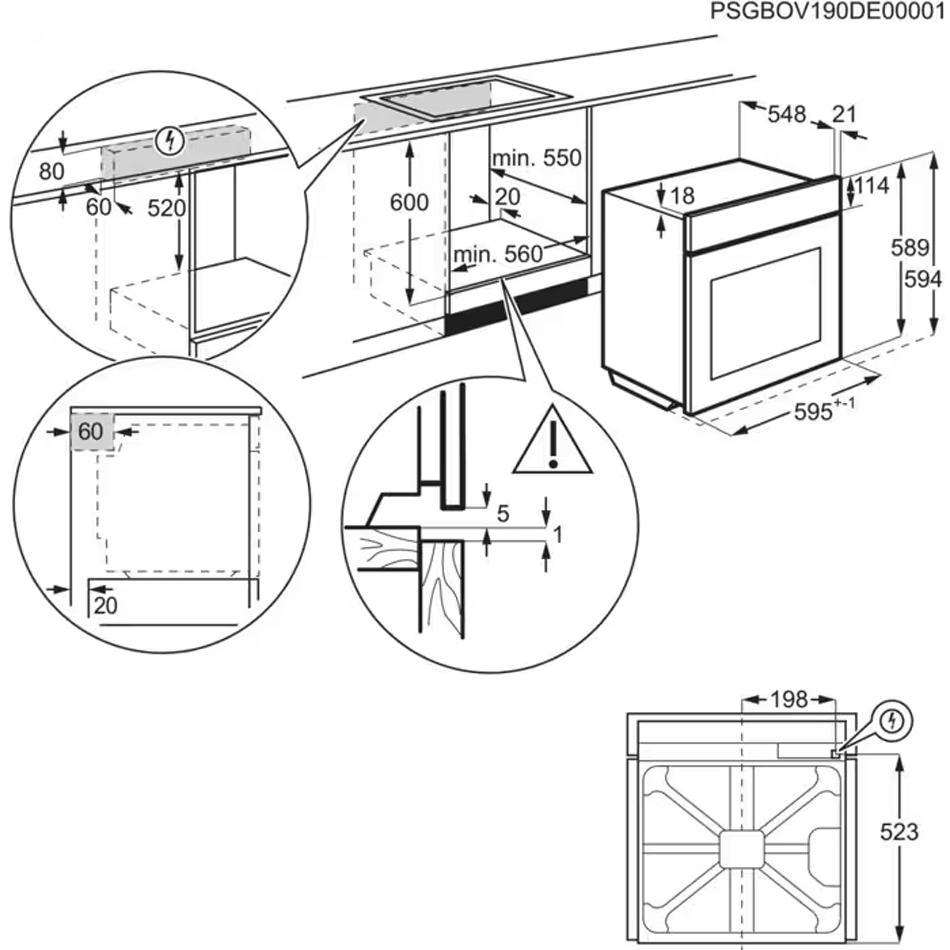 AEG BEX33501EM Dimensions 2000x2000