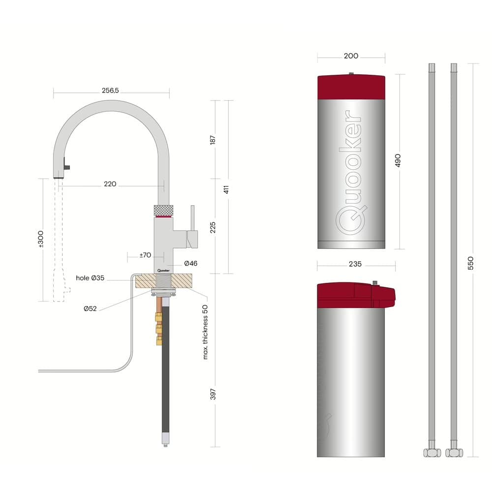 Quooker-flex-combi+dimensions