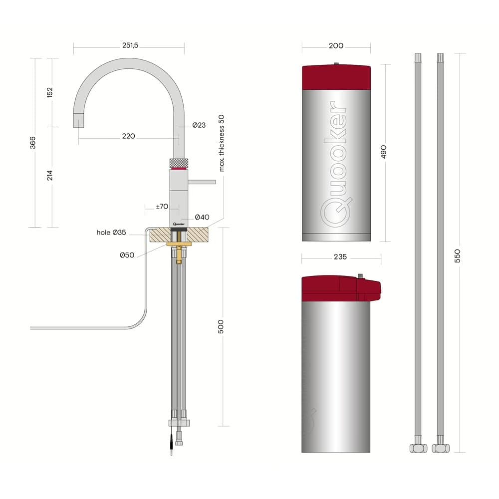 Quooker-fusionround-combi+dimensions