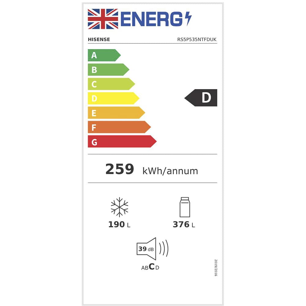 18 RS5P535NTFDUK Fridge Freezer Energy Label