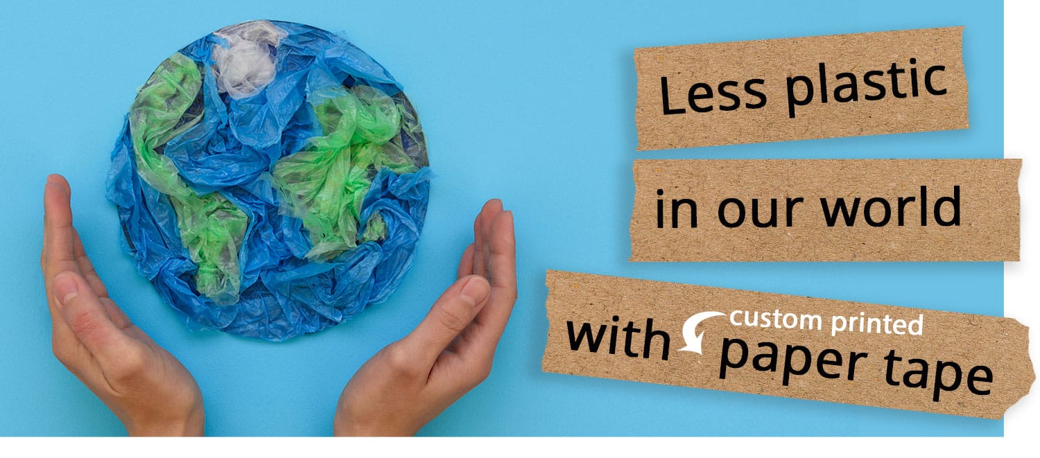 Reducing Plastic Waste with Printed Paper Tape Printed paper tape used for sustainable packaging and branding as an eco-friendly alternative to plastic packaging tape.