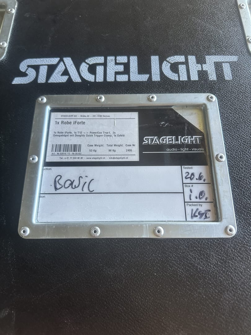 Le Mark PAL Label applied to a branded flight case for durable equipment identification
