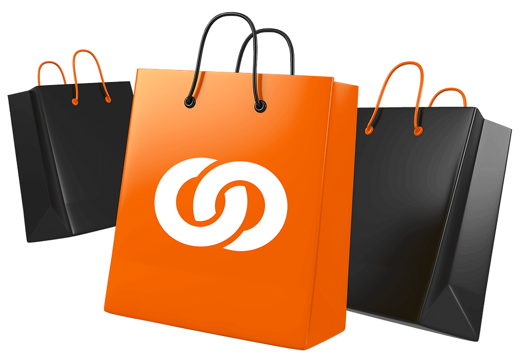 Orange and black retail shopping bags