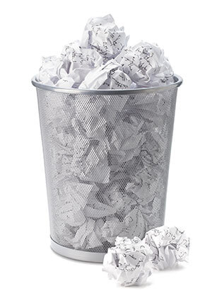 A bin full of crumpled paper
