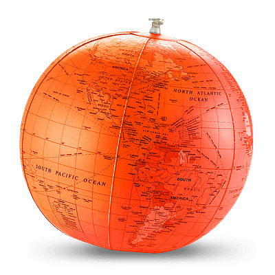 An orange inflatable globe