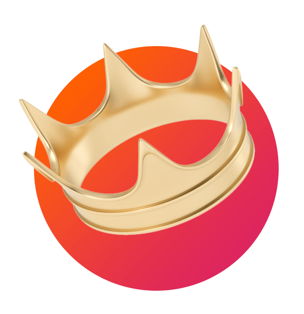 A golden crown on an orange background