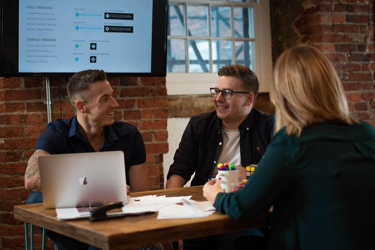 digital marketing team in a client meeting