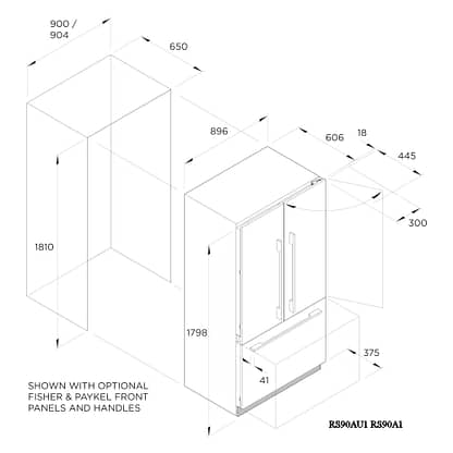 Fisher Paykel RS90A2 90cm Integrated French Style Fridge Freezer Non ...