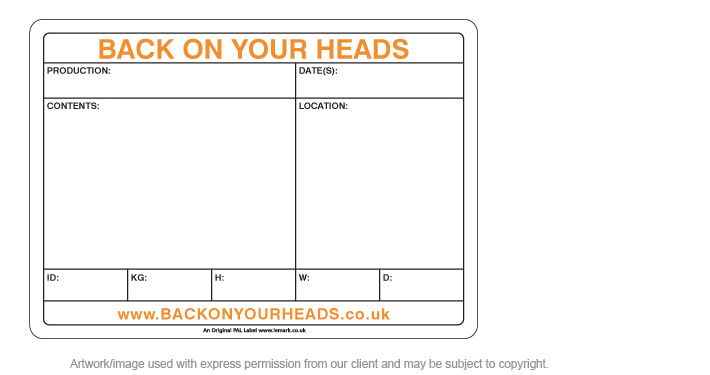 Printed PAL Road Case Label for Back On Your Heads