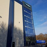 The studio from outside, towering above us.