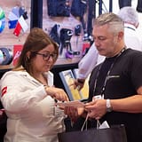 Hannah discussing Le Mark PAL road case labels