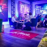 Le Mark custom printed floor in the PLASA Members Lounge