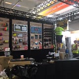 Setting up the Le Mark stand at PLASA