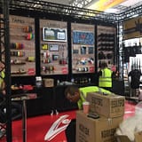 Setting up the Le Mark stand at PLASA