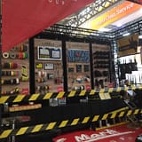 Setting up the Le Mark stand at PLASA