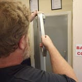 RSPCA Block Fen's handy man using Le Mark gaffer tape