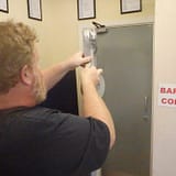 RSPCA Block Fen's handy man using Le Mark gaffer tape