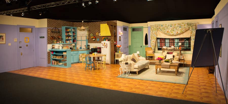 Monica's apartment set at Friends Fest with the custom printed floor produced by Le Mark