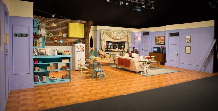 Monica's apartment set at Friends Fest with the custom printed floor produced by Le Mark