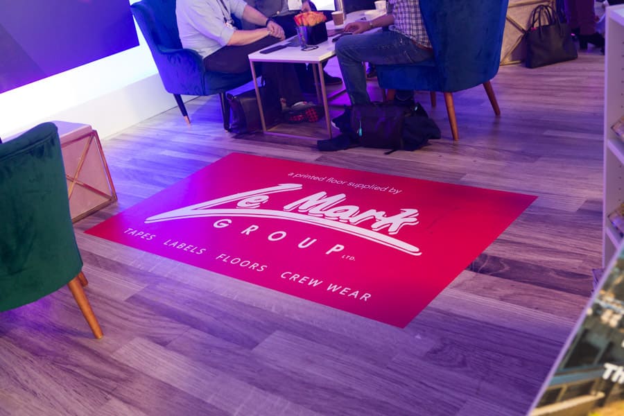 Le Mark custom printed floor in the PLASA Members Lounge