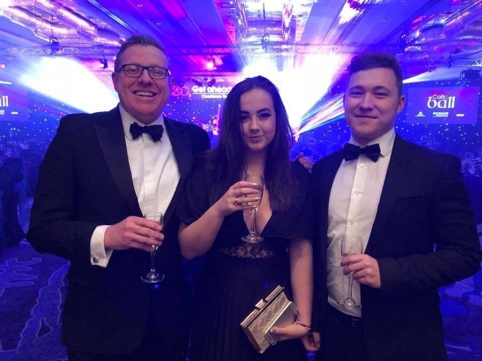 Le Mark's David Senior, with daughter Danielle and her partner Toby at the Get Ahead Charity's Celtic Ball