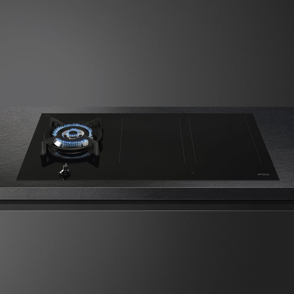 Smeg PM3953D Classic 90cm Frameless Mixed Induction And Gas Hob BLACK 