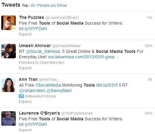 Twitter search results for social tools