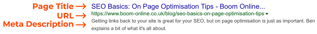 Pointing Out Page Title And Meta Description In Google