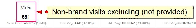 Non-brand excluding (not provided) traffic in Google Analytics