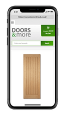 A mobile phone showing the Doors & More website
