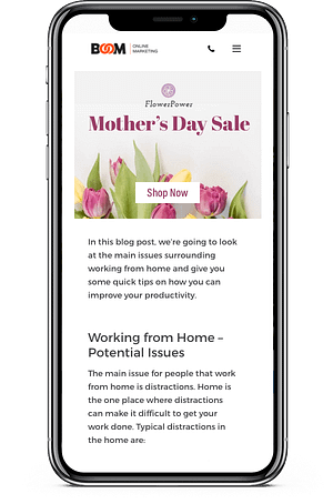 A mobile display ad for mother's day