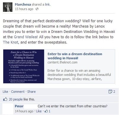 Marchesa Facebook competition