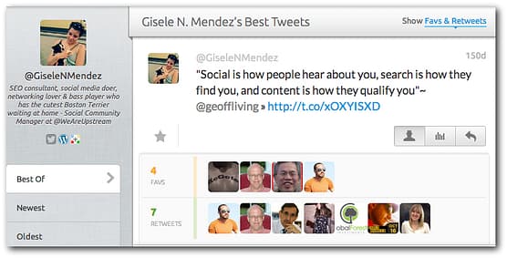 Favstar provides you with statistics on your most popular tweets 