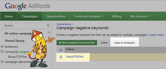 How to apply your negative lists to campaign