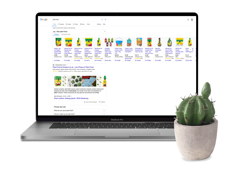 Google shopping ads in the search results